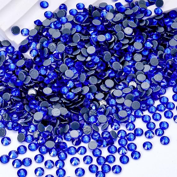 Hotfix Rhinestones Bulk, 14400PCS Dark Blue Hot Fix Rhinestones for Clothes DIY Decoration Crafts, Dark Blue, SS20, 4.6-4.8mm