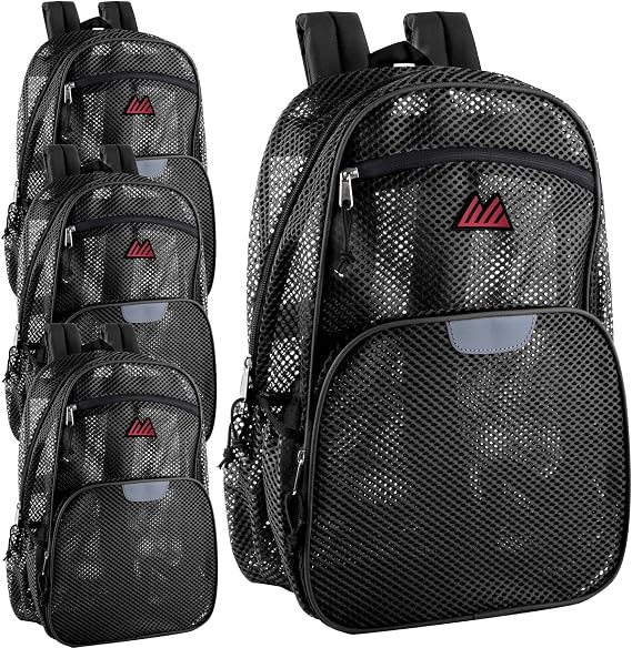 Summit Ridge 24 Pack Mesh Reflective Backpacks Bulk for Kids, School, Beach Bulk Heavy Duty Mesh Backpacks with 4 Pockets