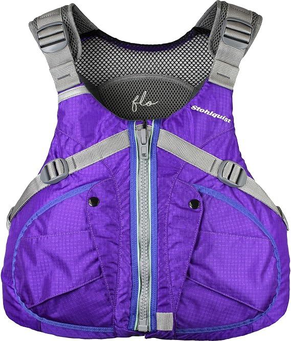 Stohlquist PFD for Women. Purple FLO Lifejacket with Chest Contoured for Women's Fit. Kayaking, Boating, All Water Sports.
