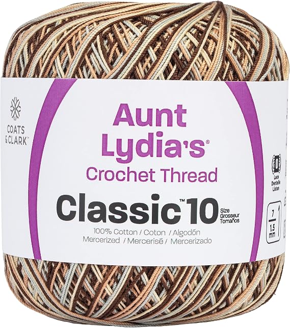 Aunt Lydia Classic Crochet Thread, Shaded Brown