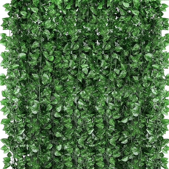 1080 Feet 144 Pack Fake Greenery Hanging Garland, Ivy Leaf Plants, Vine Leaves, Fake Flowers Foliage for Bedroom Garden Wall Decor
