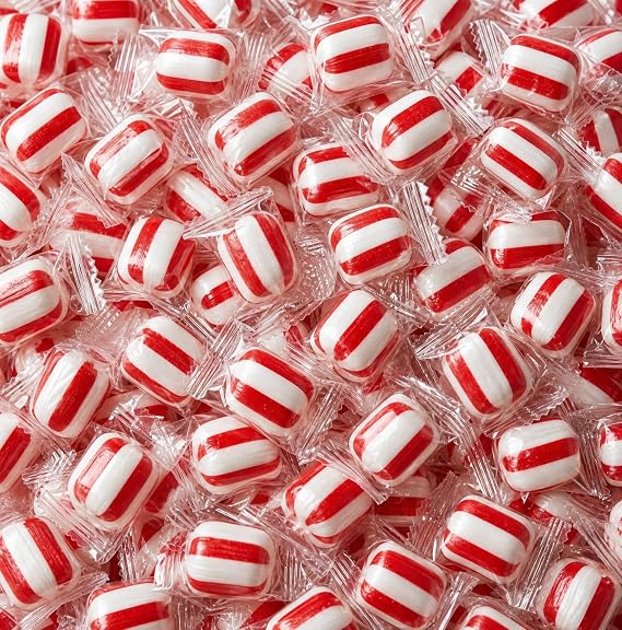 Soft Mints Peppermint Puff Candy 1 lb Individually Wrapped Stripe Red White | Smooth Cool Refreshing After Dinner Treat. Great for Holidays and Offices!
