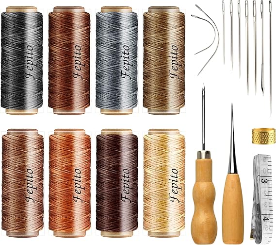 FEPITO Leather Wax Thread Cord Sewing Kit for DIY Leather Crafts