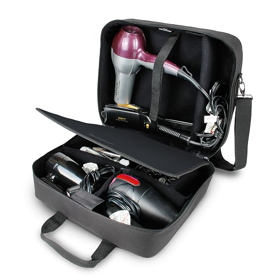 USA Gear Large Hairstylist Traveling Bag - Hair Salon Case - Customizable Interior with Adjustable Dividers - Fit All Hair Equipment Blow Dryer, Barber Tools, Curling Iron, Brushes (Black)