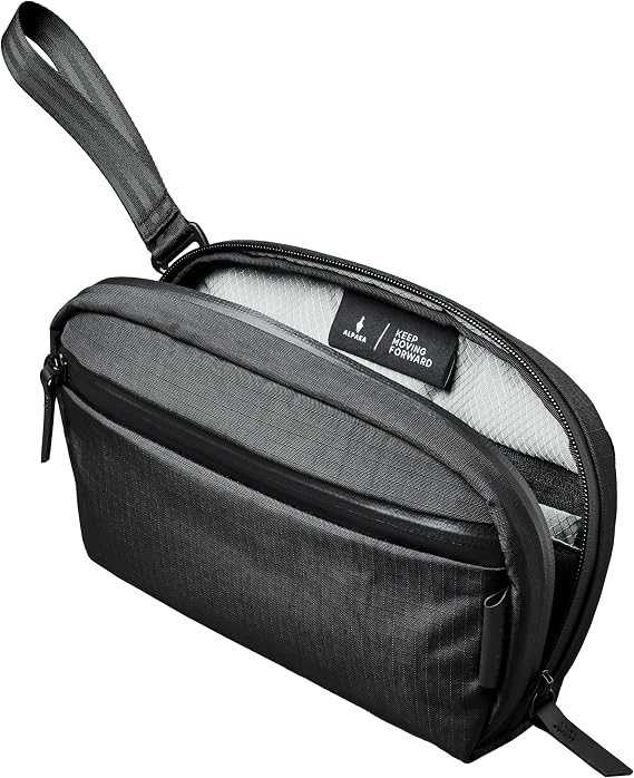 ALPAKA Toiletry Bag -  with a Shoulder and Wrist Strap- 2 Internal Dividers and 2 Mesh Pockets - Doubles as EDC Pouch - Optimally Sized Accordion-Style Toiletry Bag For Men