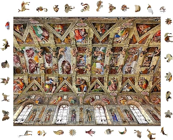 Ahşap Puzzle Yetişkin - Sistina Şapeli - 450 Parça, 29 x 39 cm - Yapıştırıcı Folyo Dahil - Benzersiz Şekilli Parçalar & Özel Figürler - R1-17