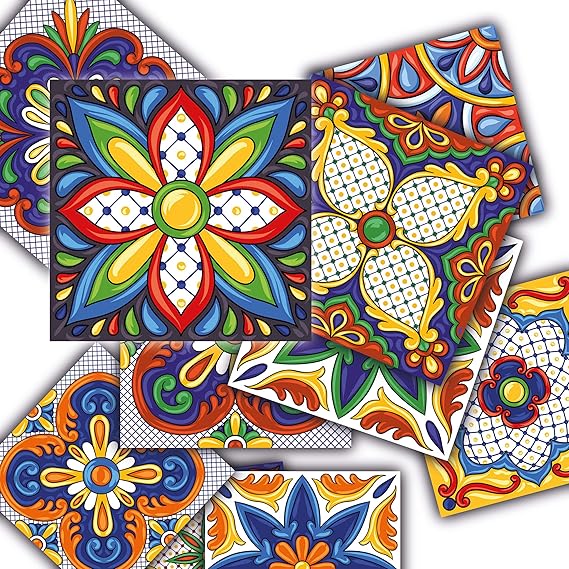 Tink Kendinden Yapışkanlı Karnaval Desenli Pvc Karo, Yapışkanlı Fayans Kaplama, Fayans Çıkartması, Zemin Duvar Karosu 20x20 cm (6 Adet/0,24 m2)