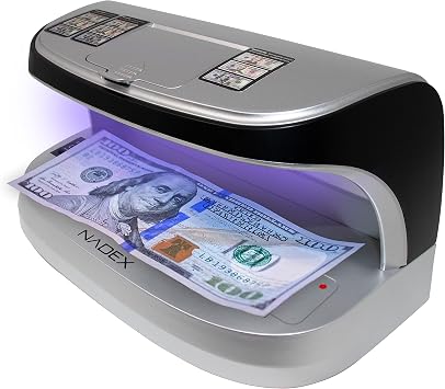 Nadex V27 Desktop UV Counterfeit Detector with Micro Print Magnifier - Verifies Bank Notes, Checks, Passports, Credit Cards - Ultraviolet/Magnetic/Infrared Sensor for Fake Detection