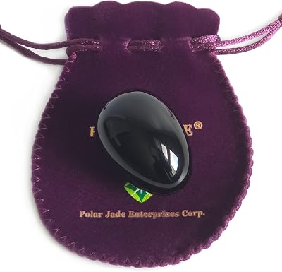 Undrilled Obsidian Egg – Medium Size Natural Gemstone Egg, Hand-Polished, Includes User Instructions & Storage Pouch, by Polar Jade