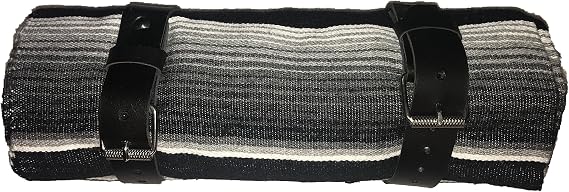 Serape roll up Blanket with Leather Strap for Harley Davidson (Black, White, Gray)
