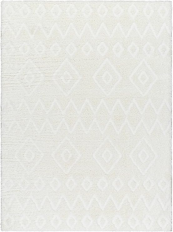 BoutiqueRugs Gray Geometric Contemporary Plush 5x7 Area Rug Rose Cream Beachhouse Pewter Hoshi Living Room Bedroom Dining Room Home Office Apartment 5'3" x 7' Stain Resistant Non-Shedding Pet Friendly