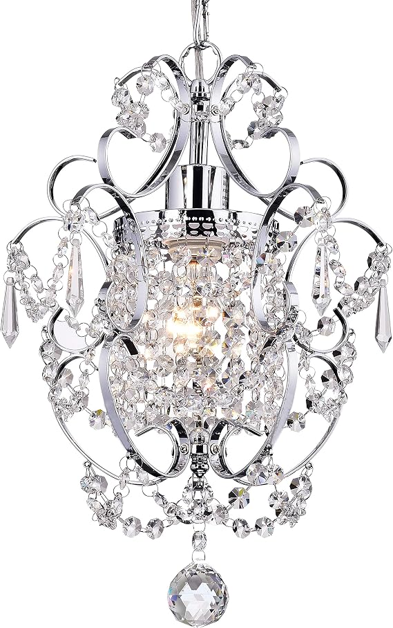 PAPAYA Crystal Chandelier Lighting Chrome 1 Light Mini Pendant