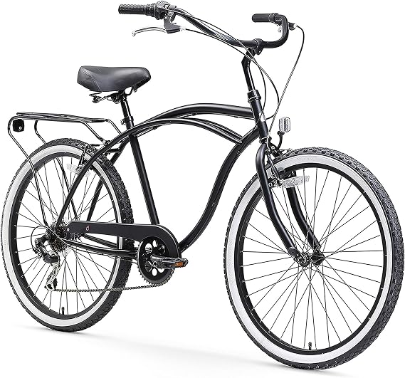 sixthreezero Around The Block Men's Beach Cruiser Bike, Hybrid Bicycle with Rear Rack, Multiple Speed and Color Options