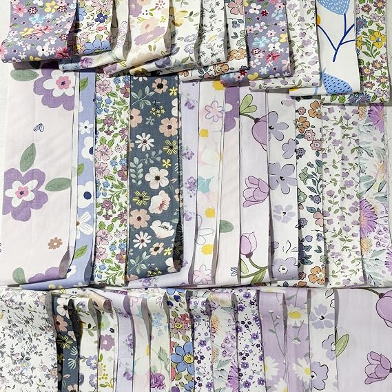 Pre-Cut Floral Cotton Quilting Fabric Strips, 40 Piece Bundle- 2.5x19.68 Inch Jelly Roll for Sewing, Crafts