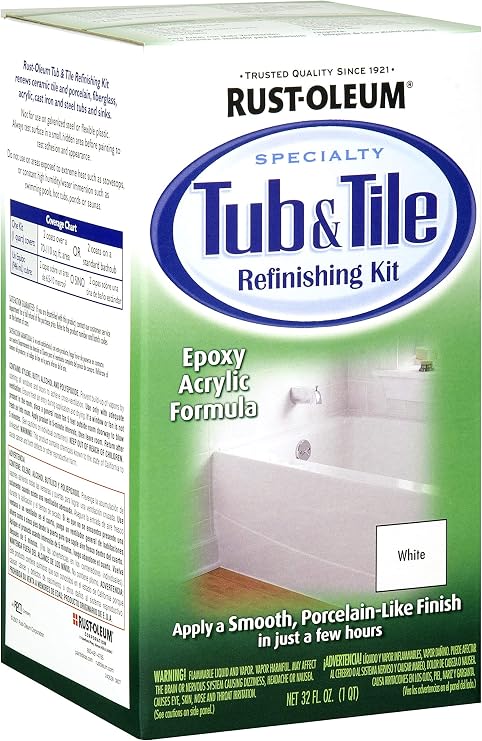New Rust-Oleum Tub & Tile Refinishing 2 Part Kit White 7860519 32 oz Rustoleum