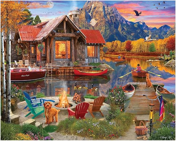 White Mountain 1000 Piece Jigsaw Puzzle Cabin Fall, Family Retreat