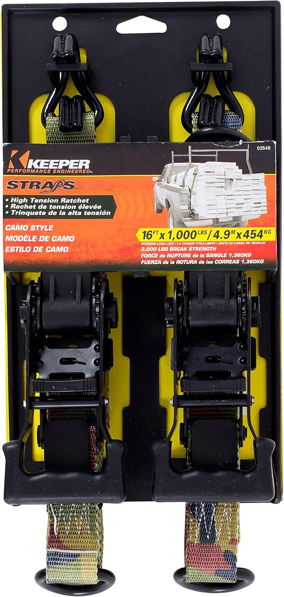 KEEPER BY HAMPTON PRODU Camo Ratchet Tie Down, 1.25-in. x 16-Ft., 2-Pk.