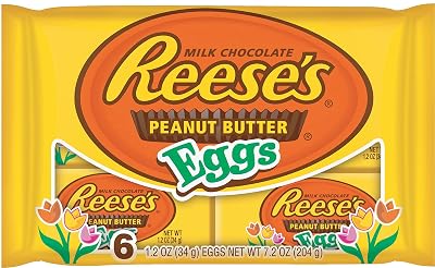 Reeses Easter Peanut Butter Eggs,1.2 oz 6-Count Packages Pack of 4