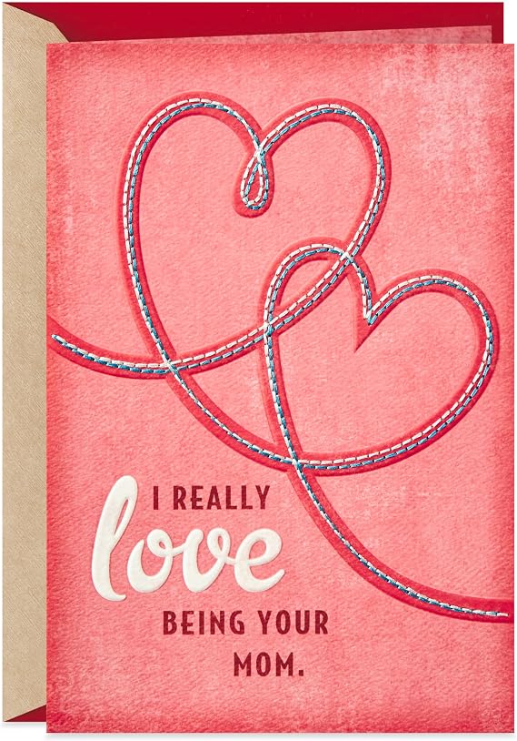 Hallmark Valentine's Day Card for Son or Daughter from Mom (Stitched Hearts)